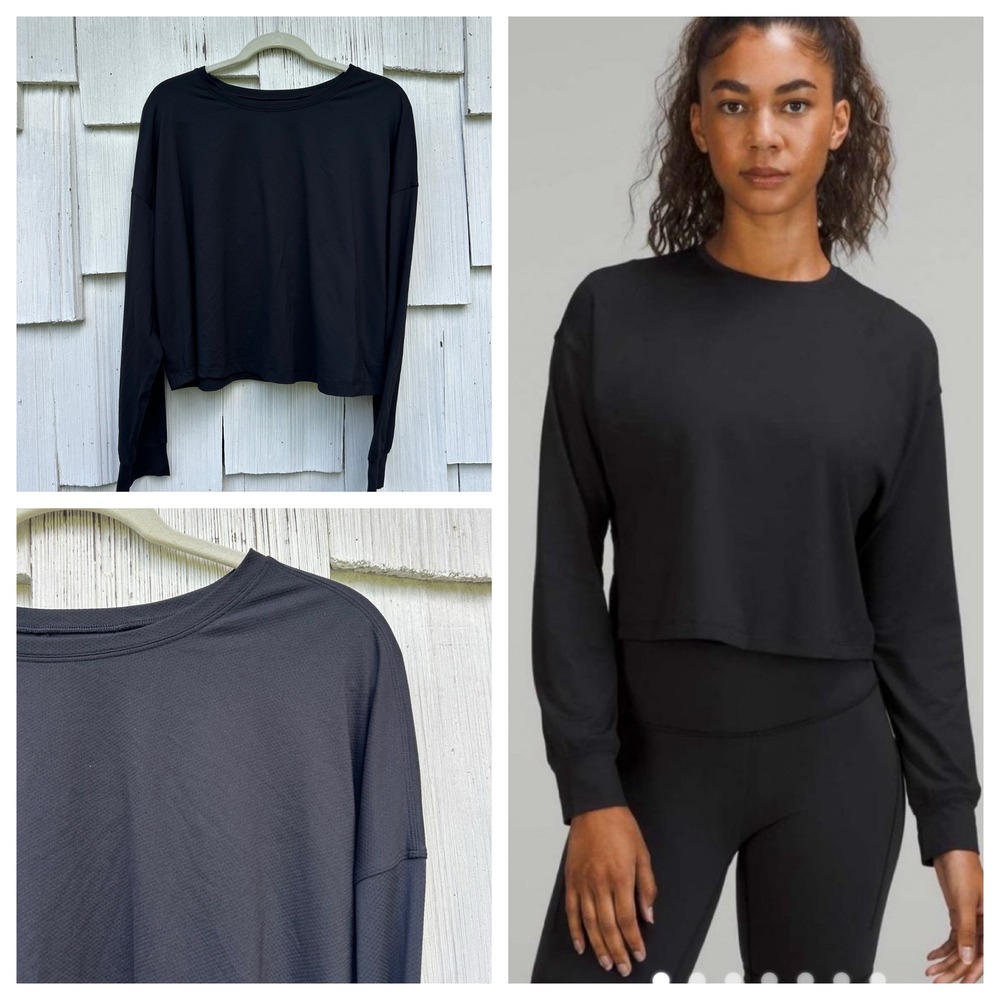 Lululemon Abrasion-Resistant Training Long Sleeve Shirt Black LW3GF8S Size 16